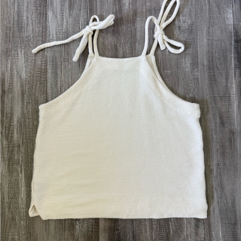 Madewell Cream Tie-Shoulder Ribbed Camisole